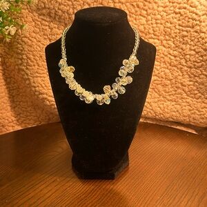 Aurora borealis beaded cluster necklace, lobster closure w/ extender